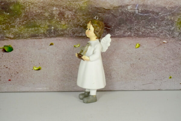 Dekofigur Schutzengel Engel Mädchen Aufhänger Marie Weiss mit Pferdchen 10,5 cm