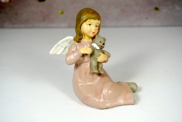 Dekofigur Schutzengel Engel Mädchen Lisa Rosa mit Bärchen 10 cm