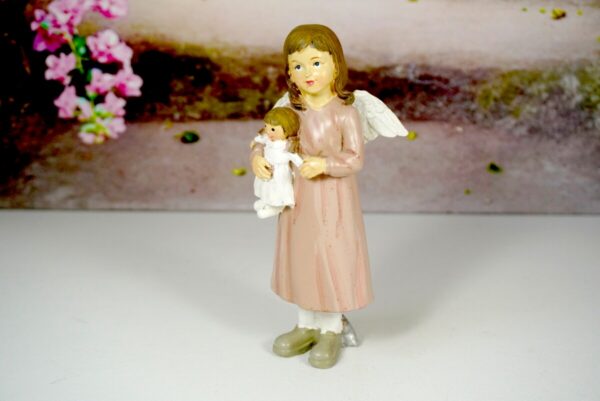 Dekofigur Schutzengel Engel Mädchen Lisann Rosa mit Püppchen 16 cm