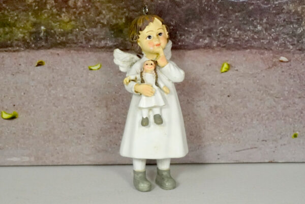 Dekofigur Schutzengel Engel Mädchen Nele Weiss mit Püppchen 10,5 cm
