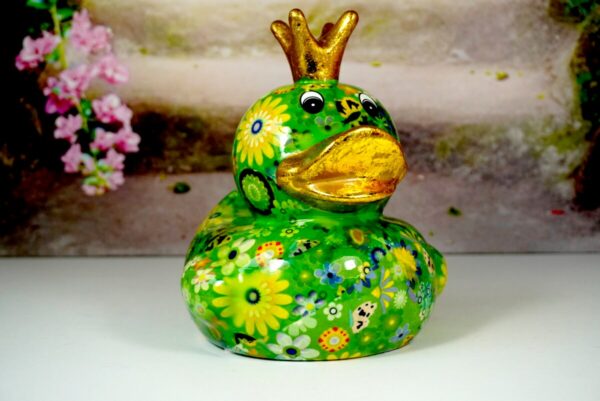 Pomme Pidou Spardose Money Bank Ente Ducky Green Flower