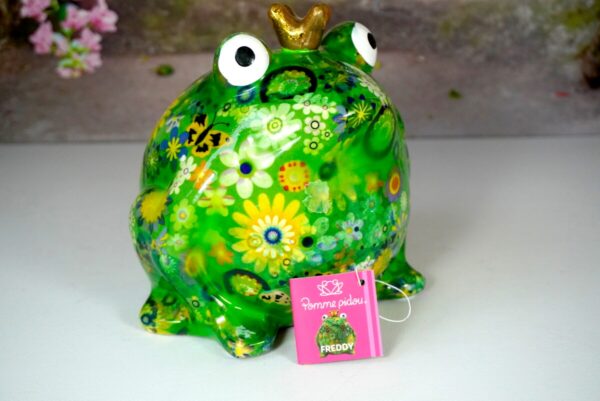 Pomme Pidou Spardose Money Bank Frosch Freddy Green Schmetterlinge