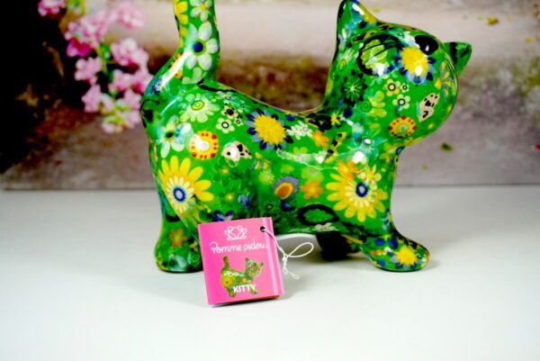 Pomme Pidou Spardose Money Bank Katze Kitty Green Flower