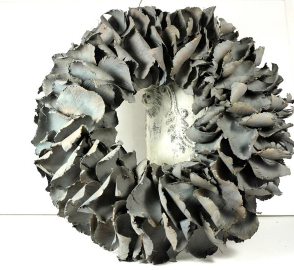 Couronne Deko Kranz Naturkranz Palm Petal Wreath Grey Wash 40∅