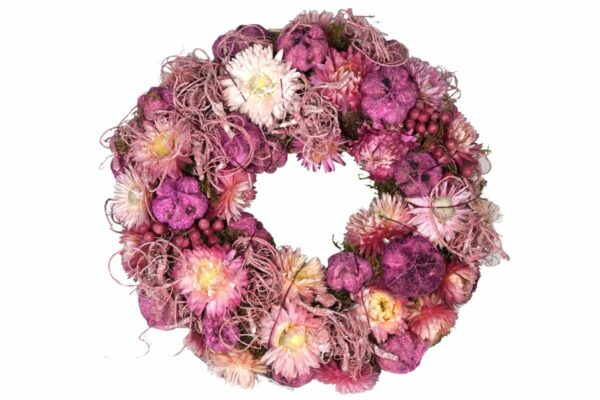 Deko Trockenblumenkranz Tischkranz Strohblumen Natur Handarbeit 20 cm ∅