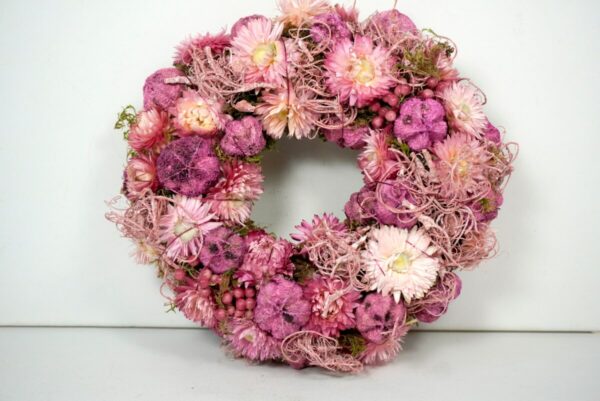 Deko Trockenblumenkranz Tischkranz Strohblumen Natur Handarbeit 20 cm ∅