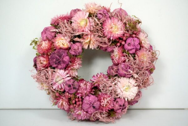 Deko Trockenblumenkranz Tischkranz Strohblumen Natur Handarbeit 20 cm ∅