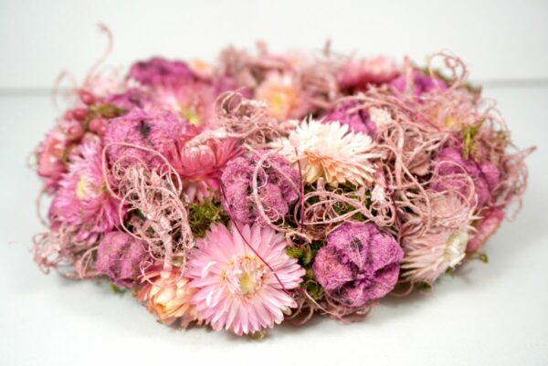 Deko Trockenblumenkranz Tischkranz Strohblumen Natur Handarbeit 20 cm ∅