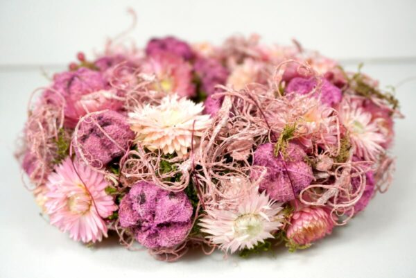 Deko Trockenblumenkranz Tischkranz Strohblumen Natur Handarbeit 20 cm ∅