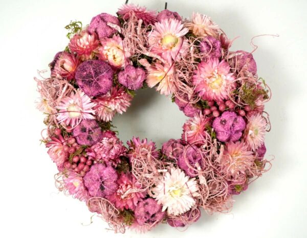 Deko Trockenblumenkranz Tischkranz Strohblumen Natur Handarbeit 20 cm ∅