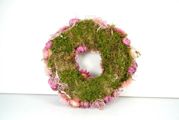 Deko Trockenblumenkranz Tischkranz Strohblumen Natur Handarbeit 20 cm ∅