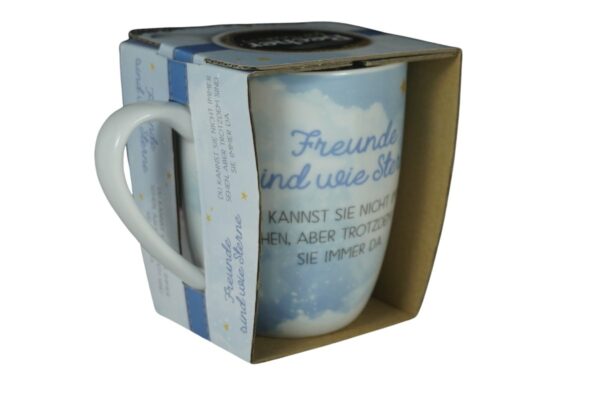 Henkelbecher Kaffeetasse Becher Freunde sind wie Sterne Du kannst sie nicht immer sehen aber trotzdem sind sie immer da