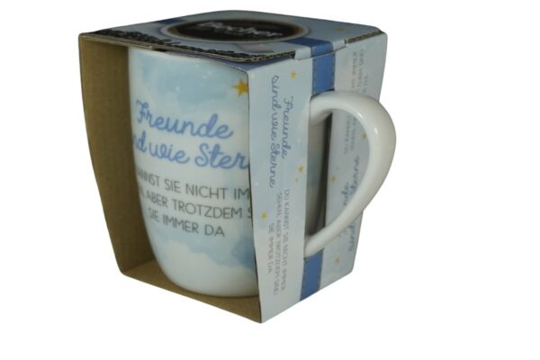 Henkelbecher Kaffeetasse Becher Freunde sind wie Sterne Du kannst sie nicht immer sehen aber trotzdem sind sie immer da