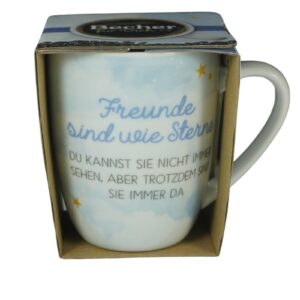 Henkelbecher Kaffeetasse Becher Freunde sind wie Sterne Du kannst sie nicht immer sehen aber trotzdem sind sie immer da