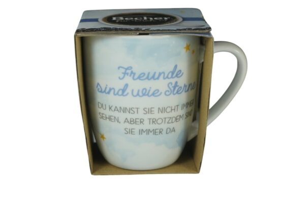 Henkelbecher Kaffeetasse Becher Freunde sind wie Sterne Du kannst sie nicht immer sehen aber trotzdem sind sie immer da