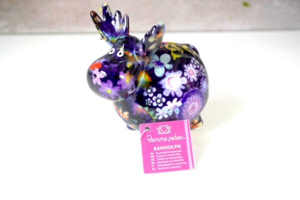 Pomme Pidou Money Bank Spardose Rentier Randolph Petit Lila Flower