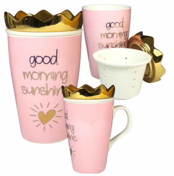 Mea Living Teeset Henkelbecher mit Teesieb & Krone Good morning Sunshine