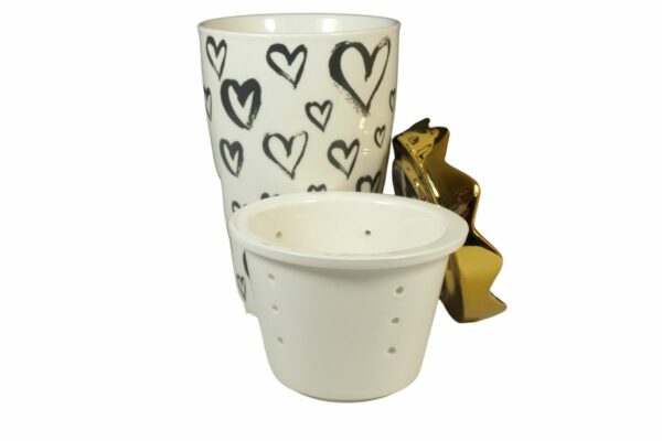 Mea Living Teeset Henkelbecher mit Teesieb & Krone Paint Heart Gold