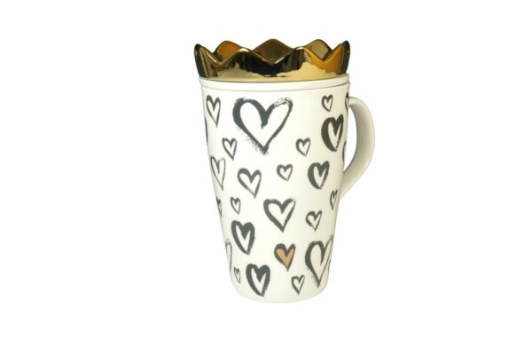 Mea Living Teeset Henkelbecher mit Teesieb & Krone Paint Heart Gold