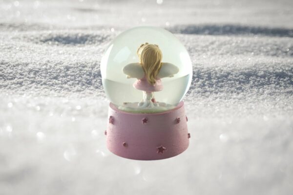 Deko Schneekugel Glimmerkugel Glitzerkugel Engel Schutzengel Herzchen