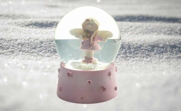 Deko Schneekugel Glimmerkugel Glitzerkugel Engel Schutzengel Sternchen