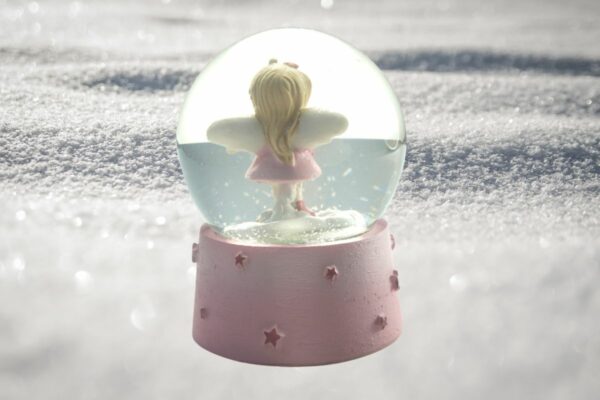 Deko Schneekugel Glimmerkugel Glitzerkugel Engel Schutzengel Sternchen