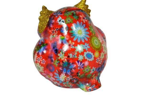 Pomme Pidou Spardose Money Bank Eule Olive Red Flower