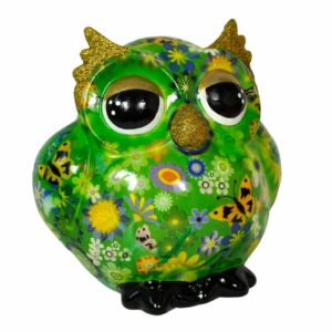 Pomme Pidou Spardose Money Bank Eule Olive Grün Schmetterlinge