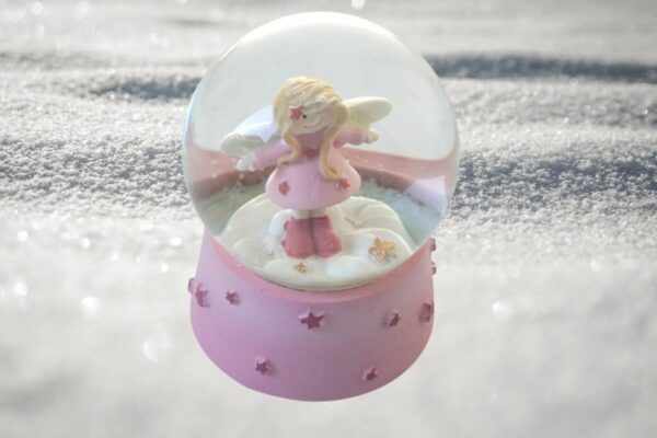 Deko Schneekugel Glimmerkugel Glitzerkugel Engel Schutzengel