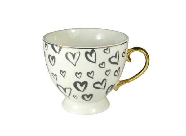 Mea Living Porzellantasse Kaffeetasse Herz Gold mit Geschenkbox
