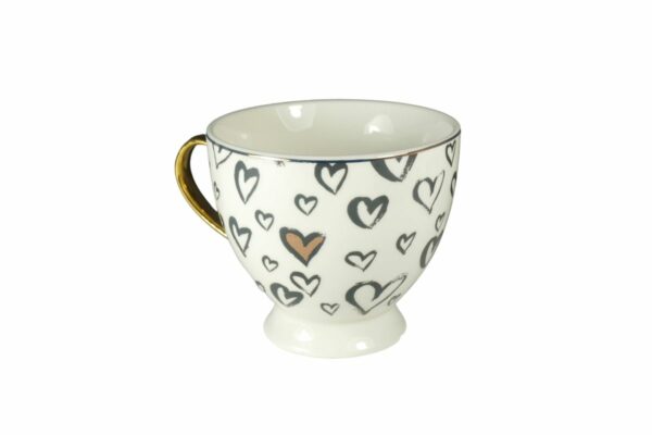 Mea Living Porzellantasse Kaffeetasse Herz Gold mit Geschenkbox