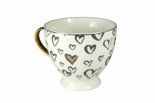 Mea Living Porzellantasse Kaffeetasse Herz Gold mit Geschenkbox