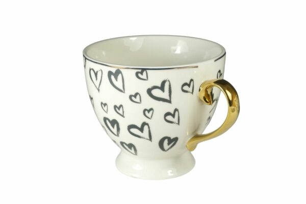 Mea Living Porzellantasse Kaffeetasse Herz Gold mit Geschenkbox