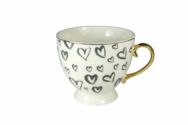 Mea Living Porzellantasse Kaffeetasse Herz Gold mit Geschenkbox