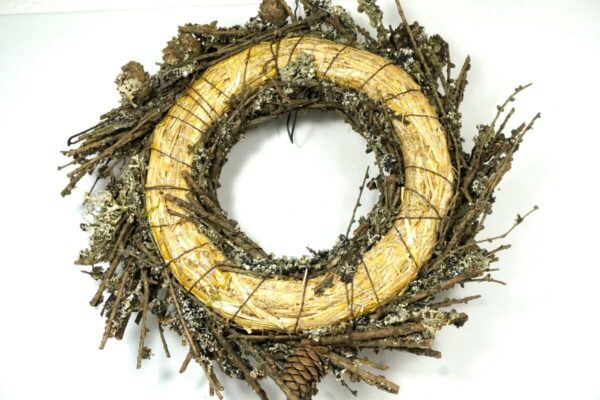 Deko Kranz Naturkranz Wandkranz Herbstkranz Äste & Zapfen 30cm ∅