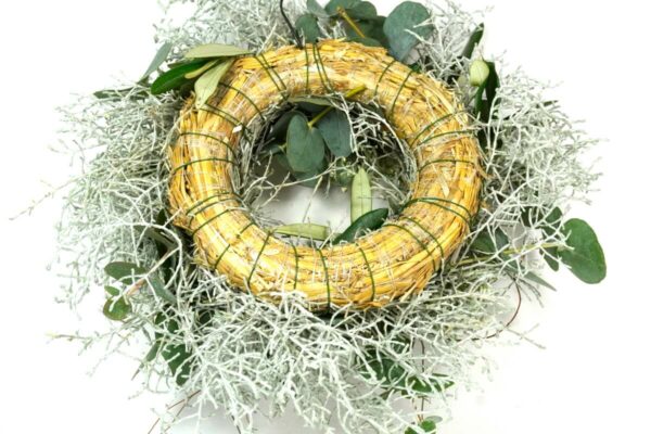 Deko Kranz Tischkranz Eukalyptus Thymian Natur Handarbeit 28 cm ∅