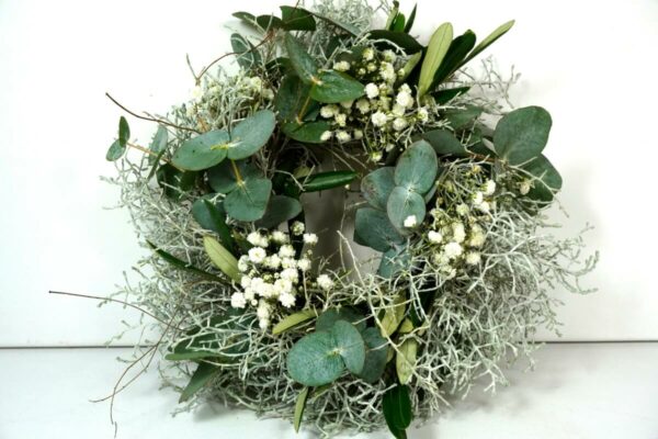Deko Kranz Tischkranz Eukalyptus Thymian Natur Handarbeit 28 cm ∅