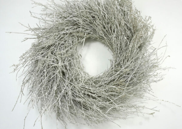 Deko Kranz Wandkranz Naturkranz Tischkranz Reisigkranz Versilbert 40cm ∅