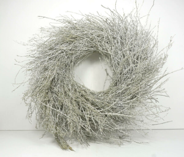 Deko Kranz Wandkranz Naturkranz Tischkranz Reisigkranz Versilbert 40cm ∅