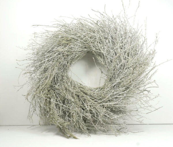 Deko Kranz Wandkranz Naturkranz Tischkranz Reisigkranz Versilbert 40cm ∅