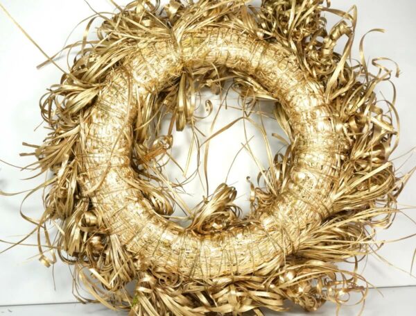 Deko Kranz Wandkranz Naturkranz Tischkranz Tiririca Kranz Goldfarben 40 cm ∅