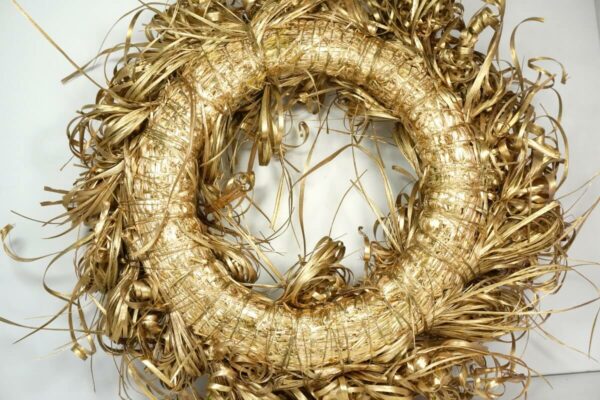 Deko Kranz Wandkranz Naturkranz Tischkranz Tiririca Kranz Goldfarben 40 cm ∅