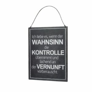 Deko Blechschild Ich liebe es wenn der Wahnsinn die Kontrolle übernimmt und lachend an der Vernunft vorbeirauscht