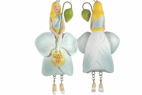 Deko Figur Blumenmädchen Phalaenopsismädchen zum Hängen Weiß Grau