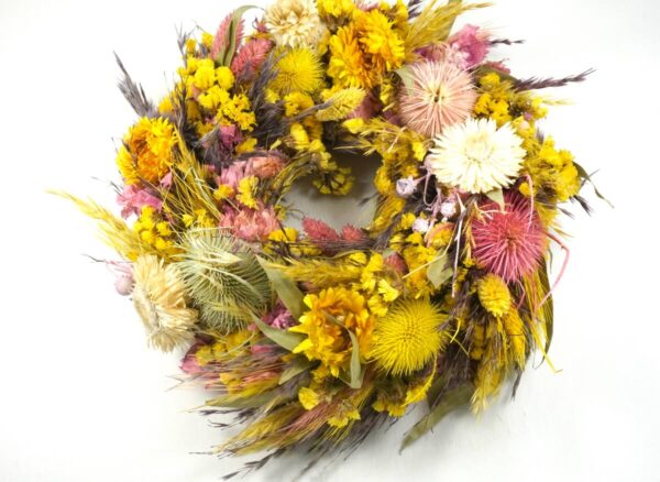 HBX Deko Trockenblumenkranz Tischkranz Blumen Mix 28 cm Bunt