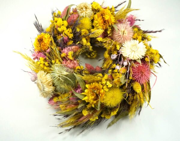 HBX Deko Trockenblumenkranz Tischkranz Blumen Mix 28 cm Bunt