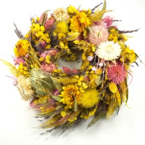 HBX Deko Trockenblumenkranz Tischkranz Blumen Mix 28 cm Bunt