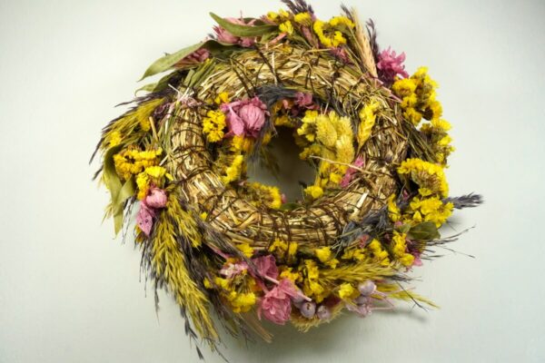HBX Deko Trockenblumenkranz Tischkranz Blumen Mix 28 cm Bunt