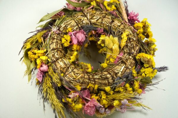 HBX Deko Trockenblumenkranz Tischkranz Blumen Mix 28 cm Bunt