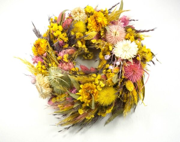 HBX Deko Trockenblumenkranz Tischkranz Blumen Mix 28 cm Bunt